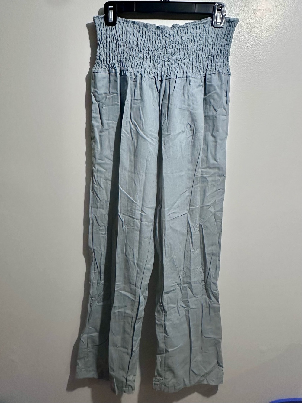 Light Blue Smocked Waist Pants Size M (1389)